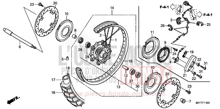 FRONT WHEEL for TRANSALP ABS BARLEY YELLOW METALLIC (Y199) from 2008